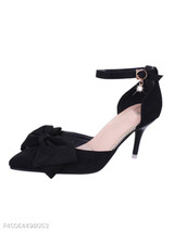 Plain Stiletto High Heeled Velvet Ankle Strap Point Toe Date Office Pumps