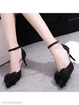 Plain Stiletto High Heeled Velvet Ankle Strap Point Toe Date Office Pumps