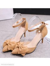 Plain Stiletto High Heeled Velvet Ankle Strap Point Toe Date Office Pumps