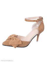 Plain Stiletto High Heeled Velvet Ankle Strap Point Toe Date Office Pumps