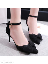 Plain Stiletto High Heeled Velvet Ankle Strap Point Toe Date Office Pumps