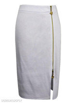Plain Zips Slit Pencil Midi Skirt