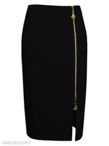 Plain Zips Slit Pencil Midi Skirt