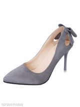 Plain Stiletto High Heeled Velvet Point Toe Date Office Pumps