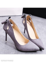 Plain Stiletto High Heeled Velvet Point Toe Date Office Pumps