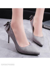 Plain Stiletto High Heeled Velvet Point Toe Date Office Pumps