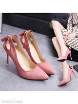 Plain Stiletto High Heeled Velvet Point Toe Date Office Pumps