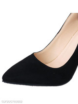 Plain Stiletto High Heeled Velvet Point Toe Date Office Pumps