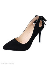 Plain Stiletto High Heeled Velvet Point Toe Date Office Pumps