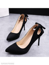 Plain Stiletto High Heeled Velvet Point Toe Date Office Pumps