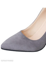 Plain Stiletto High Heeled Velvet Point Toe Date Office Pumps