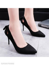 Plain Stiletto High Heeled Velvet Point Toe Date Office Pumps