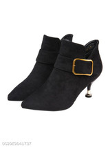 Plain Stiletto High Heeled Velvet Point Toe Date Office Short High Heels Boots