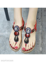 Plain Low Heeled T Strap Peep Toe Beach Casual Sandals