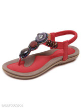 Plain Low Heeled T Strap Peep Toe Beach Casual Sandals