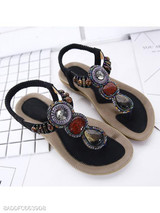 Plain Low Heeled T Strap Peep Toe Beach Casual Sandals