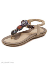 Plain Low Heeled T Strap Peep Toe Beach Casual Sandals