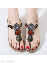 Plain Low Heeled T Strap Peep Toe Beach Casual Sandals