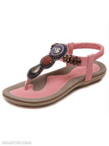 Plain Low Heeled T Strap Peep Toe Beach Casual Sandals