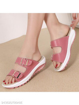 Plain Mid Heeled Peep Toe Beach Casual Slippers