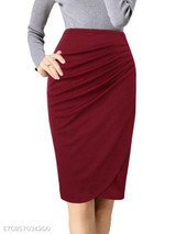 Plain Pencil Midi Skirt