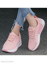 Plain Low Heeled Criss Cross Round Toe Casual Sport Sneakers