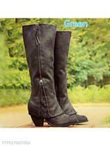 Plain High Heeled Round Toe Date Outdoor Knee High High Heels Boots