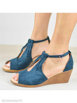 Plain High Heeled Ankle Strap Peep Toe Date Outdoor Wedge Sandals