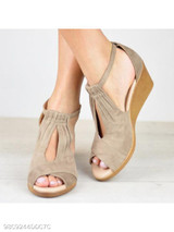 Plain High Heeled Ankle Strap Peep Toe Date Outdoor Wedge Sandals