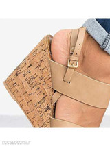Plain High Heeled Ankle Strap Peep Toe Casual Date Wedge Sandals