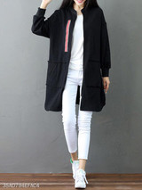 Band Collar Plain Trench Coat