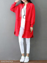 Band Collar Plain Trench Coat