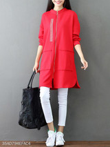 Band Collar Plain Trench Coat