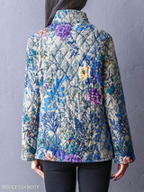 Band Collar Single Breasted Floral Coat