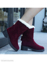 Plain Flat Velvet Round Toe Casual Outdoor Short Flat Boots