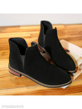 Plain Flat Velvet Round Toe Date Outdoor Ankle Flat Boots