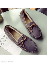 Plain Flat Velvet Round Toe Comfort Flats