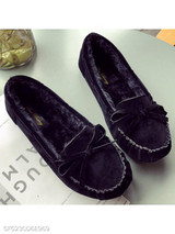 Plain Flat Velvet Round Toe Comfort Flats
