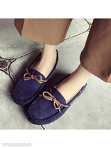 Plain Flat Velvet Round Toe Comfort Flats
