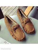 Plain Flat Velvet Round Toe Comfort Flats