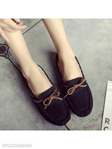 Plain Flat Velvet Round Toe Comfort Flats