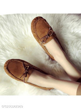 Plain Flat Velvet Round Toe Comfort Flats