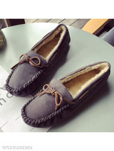 Plain Flat Velvet Round Toe Comfort Flats