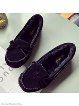 Plain Flat Velvet Round Toe Comfort Flats