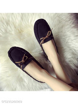 Plain Flat Velvet Round Toe Comfort Flats