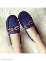 Plain Flat Velvet Round Toe Comfort Flats