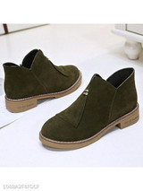 Plain Flat Velvet Round Toe Date Outdoor Ankle Boots