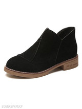 Plain Flat Velvet Round Toe Date Outdoor Ankle Boots