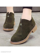 Plain Flat Velvet Round Toe Date Outdoor Ankle Boots