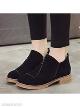 Plain Flat Velvet Round Toe Date Outdoor Ankle Boots